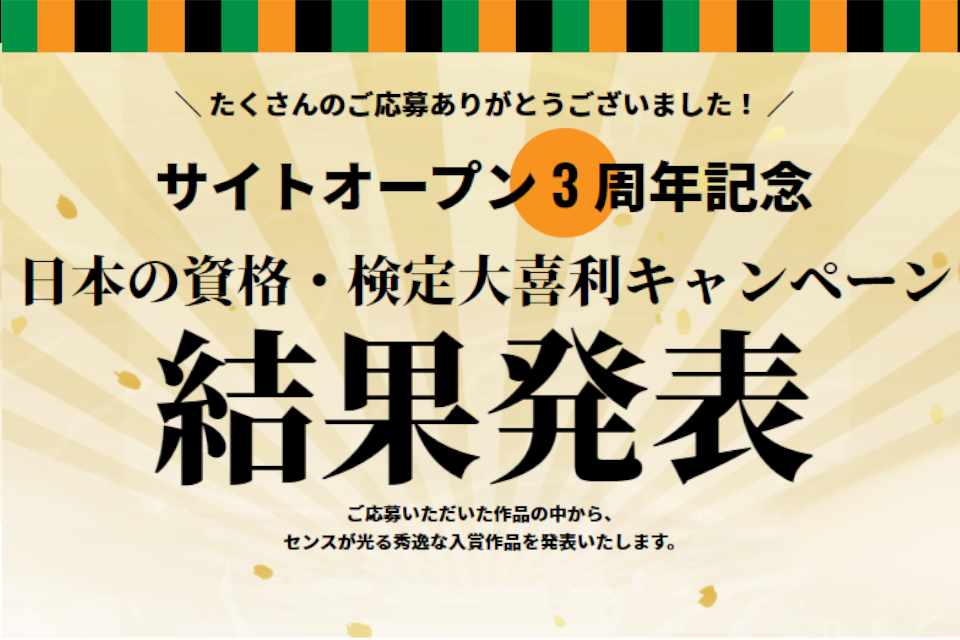 サイトオープン3周年記念「日本の資格・検定」大喜利キャンペーン結果発表